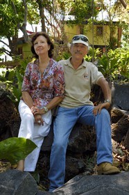 Nicaragua, Lac Nicaragua, Las Isletas de Granada, isla Zopango, Roseline et Mauro Bersani propriétaires de l'ile et de NicarAgua Dulce