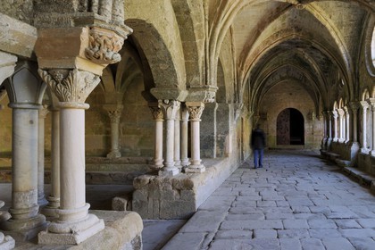 France, Aude (11), abbaye cistercienne de Fontfroide, le cloître et la salle capitulaire