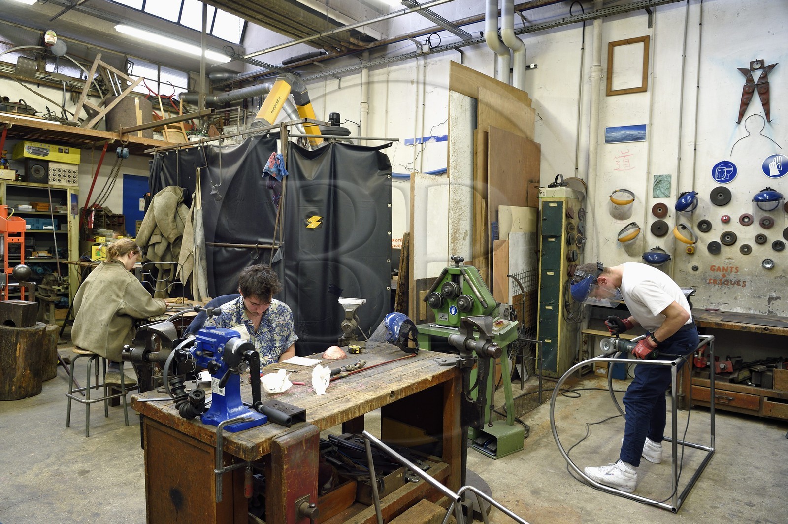 France, Paris (75), quartier de Saint-Germain-des-Prés, Ecole nationale supérieure des Beaux-Arts, atelier métal de Michel Salerno