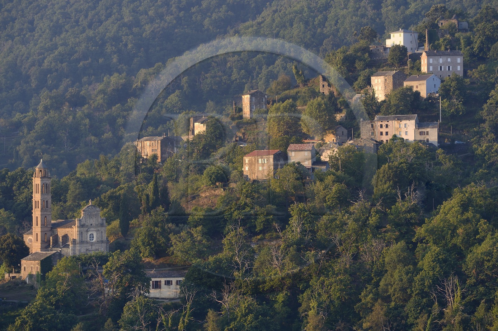 France, Haute-Corse (2B), Castagniccia, village perché de Carcheto