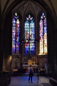 France, Moselle (57), Metz, la cathédrale Saint-Etienne, chapelle du Saint Sacrement avec des vitraux de Jacques Villon (1957)