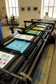 France, Vosges (88), Epinal, Cité de l’Image, Imagerie d’Epinal, à la fin du 19e siècle Pellerin s’équipe de machines spécialement conçues pour l’imagerie appelée aquatype