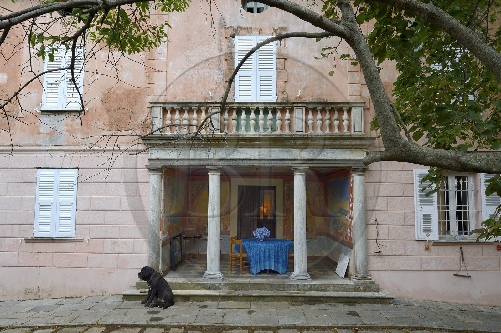 France, Haute-Corse (2B), Cap Corse, Sisco, le palais Gaspari-Ramelli (Palazzi ou Maison d'Americain de 1850) construit par le le docteur Santos (Toussaint) Gaspari qui fut gouverneur au Vénézuela