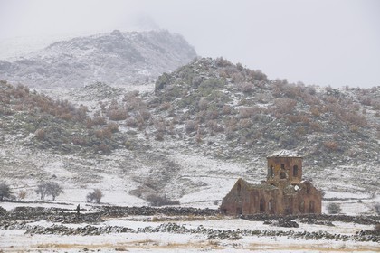 Turquie, Anatolie Centrale, province de Aksaray, Cappadoce classée Patrimoine Mondial de l'UNESCO, Güzelyurt, église Rousse ou Rouge (Kizil Kilise) du 7è siècle