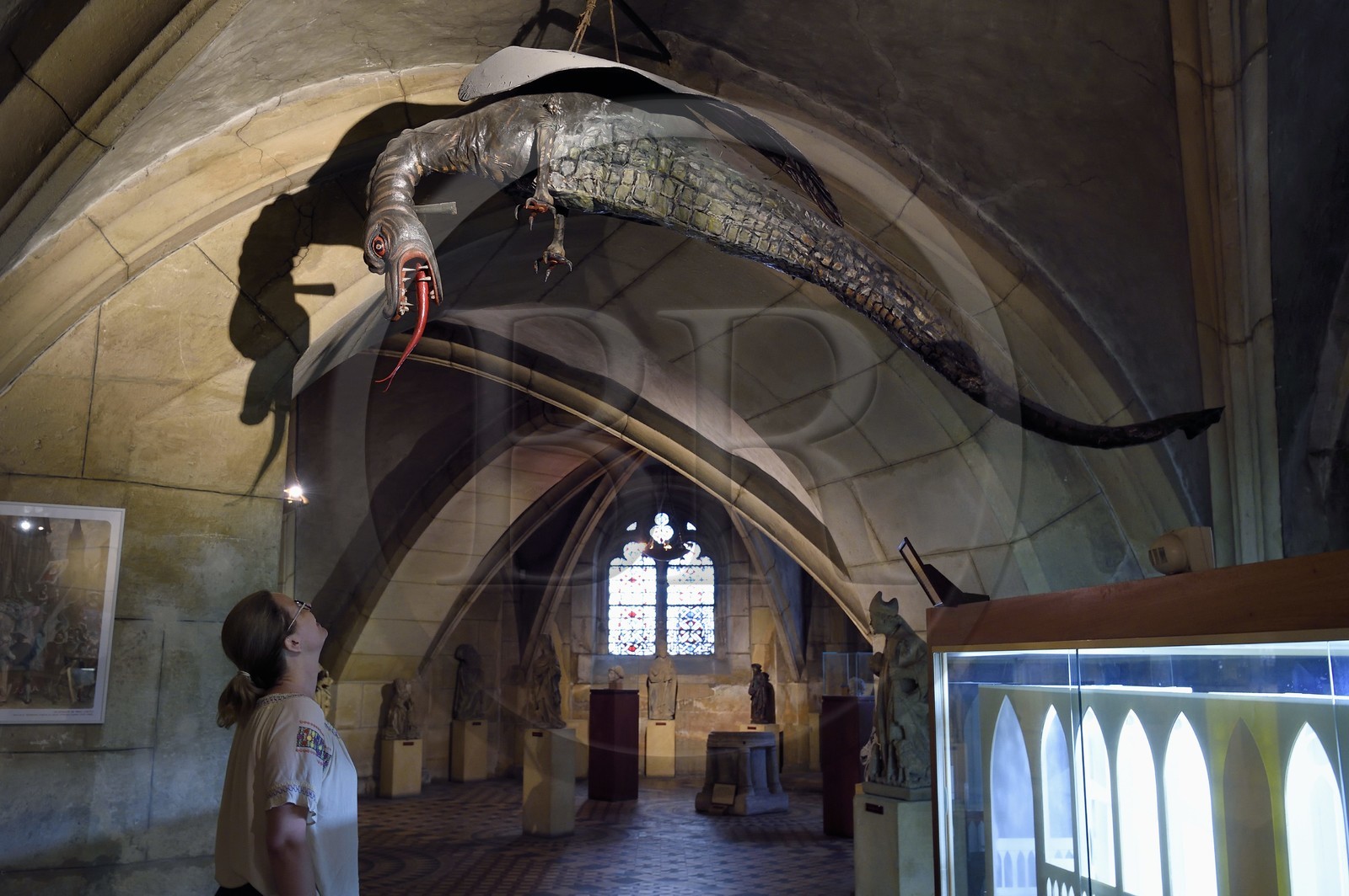 France, Moselle (57), Metz, la cathédrale Saint-Etienne, l'effigie du Graoully conservée dans la crypte