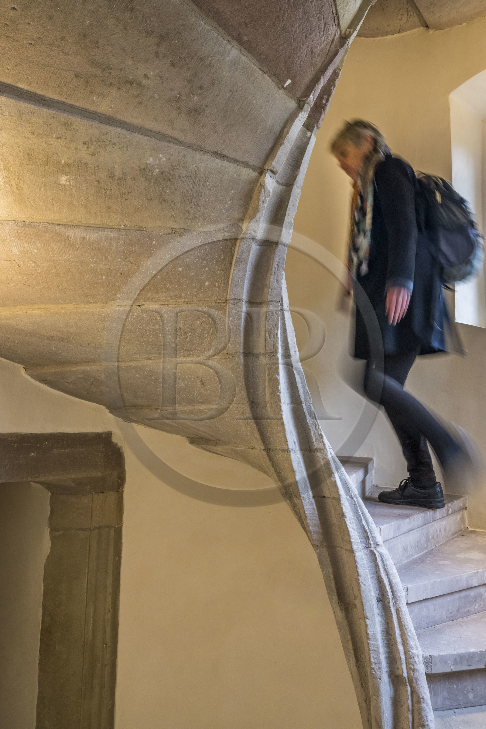 France, Bas-Rhin (67), Parc Naturel régional des Vosges du Nord, La Petite Pierre, escalier à vis du chateau de Lutzelstein