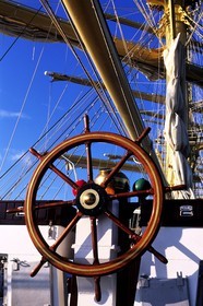 Caraïbes, le gouvernail extérieur du 5 mâts SPV Royal Clipper