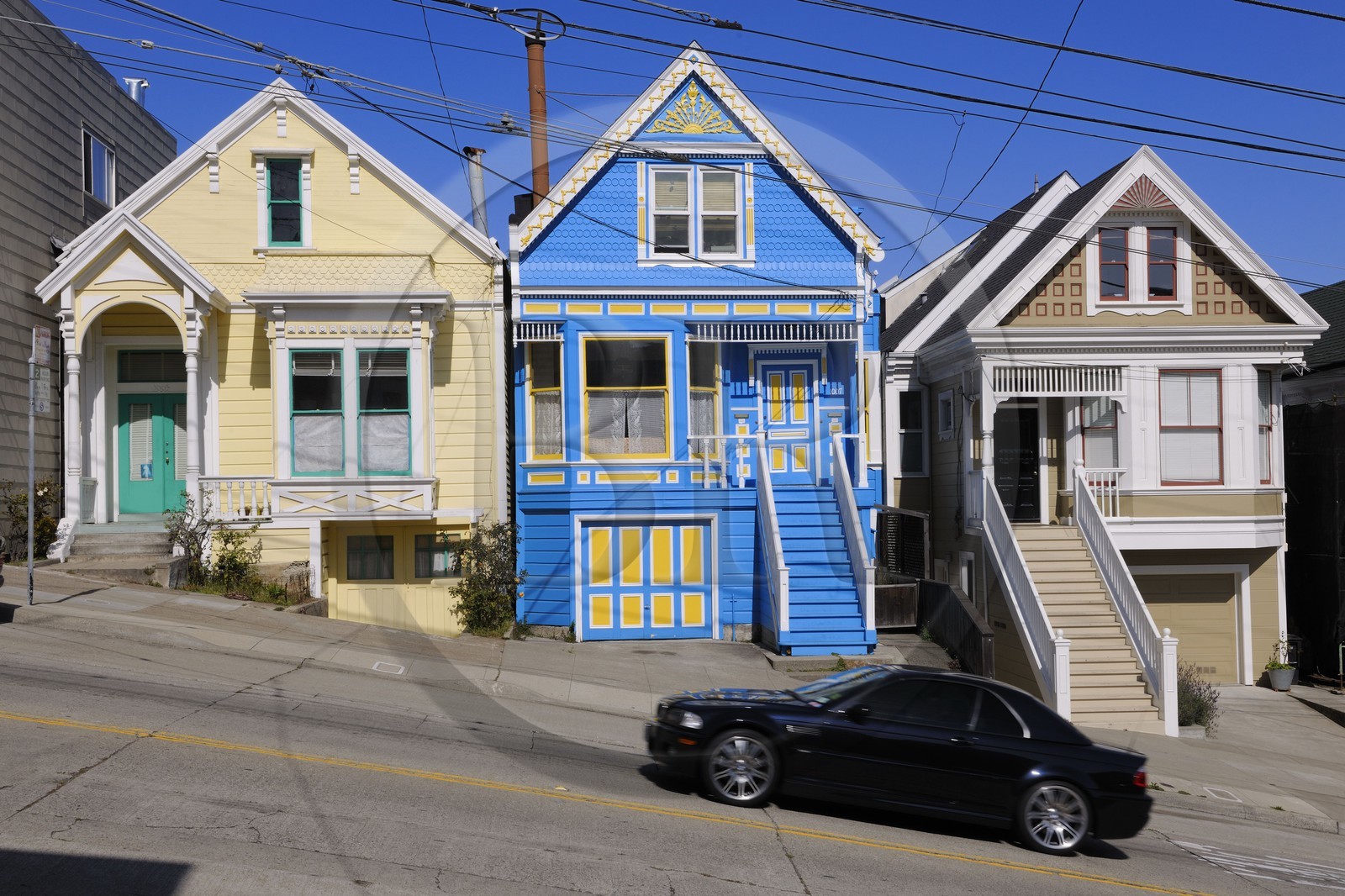Etats-Unis, Californie, San Francisco, rue pentue (Castro steet) dans le quartier de Noe Valley