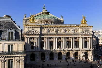 France, Paris (75), place de l'Opéra et façades haussmanniennes