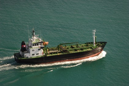 Norvège, Sor-Trondelag, cargo en Mer du Nord (vue aérienne)
