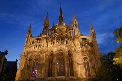 France, Marne (51), Reims, la cathédrale Notre-Dame de Reims, classée Patrimoine Mondial de l'UNESCO, vue extérieure du chevet