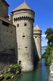 Suisse, Canton de Vaud, Veytaux, chateau Chillon sur les rives du lac Léman
