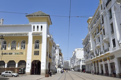Maroc, Casablanca, boulevard Mohammed V, immeuble Maroc-Soir de style néo-mauresque construit en 1924 par l'architecte Marius Boyer