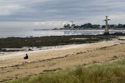 France, Loire-Atlantique (44), Estuaire de la Loire, Saint-Nazaire, Monument Americain appelé Sammy édifié en mémoire du débarquement américain du 26 juin 1917 à Saint-Nazaire sur le front de mer