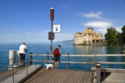 Suisse, Canton de Vaud, Veytaux, chateau Chillon sur les rives du lac Léman