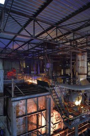 France, Haut-Rhin (68), Husseren-Wesserling, parc de Wesserling, la Grande Chaufferie, ancienne chaufferie de l'usine textile, centre d'art contemporain