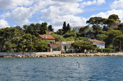 France, Var (83), la rade de Toulon, La Seyne-sur-Mer, quartier de Tamaris, la corniche Michel Pacha