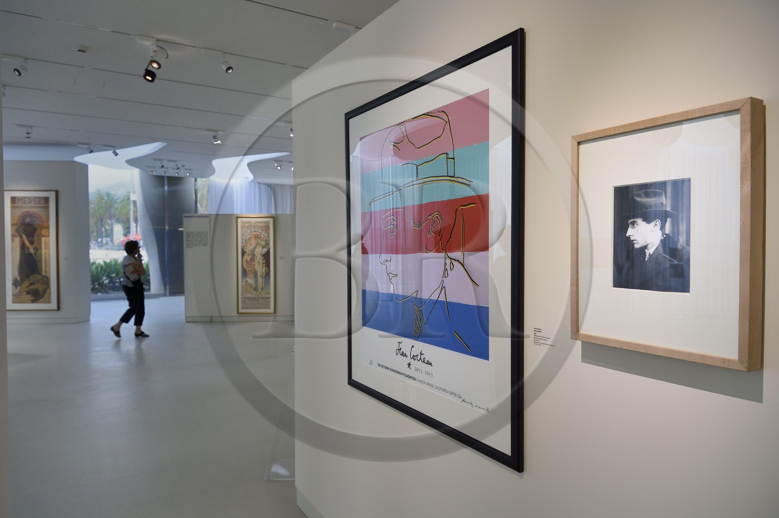 France, Alpes-Maritimes (06), Menton, le musée Jean Cocteau construit en 2008 par l'architecte Rudy Ricciotti, portrait de Cocteau jeune repris par Andy Warhol