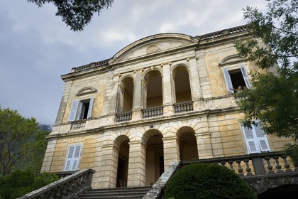 France, Haute-Corse (2B), Cap Corse, Sisco, la villa Saint-Pierre (Palazzi ou Maison d'Americain) dont le premier propriétaire fit fortune les mines d’or au Vénézuela