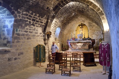 France, Vaucluse (84), Parc Naturel Regional du Luberon, Ansouis, labellisé Les Plus Beaux Villages de France, le chateau d'Ansouis, la chapelle