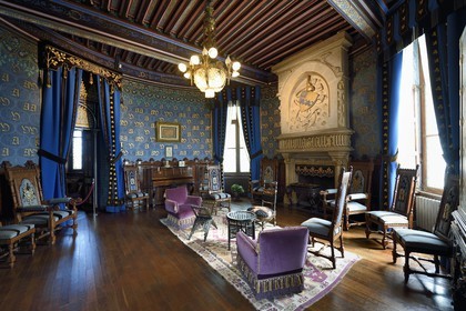 France, Pyrénées-Atlantiques (64), la côte du Pays-Basque, Hendaye, chateau d'Abbadia construit en 1870 par Eugène Viollet-le-Duc pour Antoine d'Abbadie d'Arrast, le salon d'honneur
