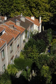 France, Paris (75), 20ème arr, La campagne à Paris du quartier Mouzaïa maisons avec jardins au coeur de la ville
