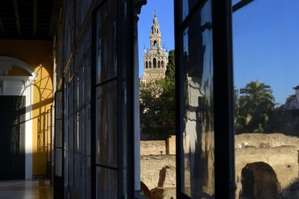 Espagne, Andalousie, Séville, Alcazar de Séville (Reales Alcazares de Sevilla), classé Patrimoine Mondial de l'UNESCO, La Giralda