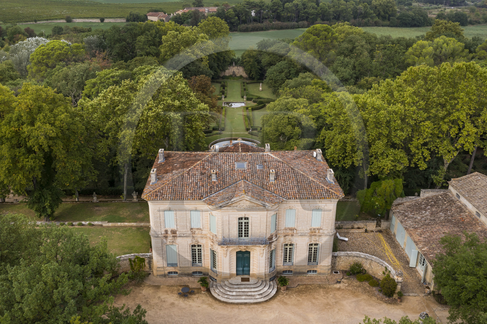 France, Hérault (34), Lavérune, Chateau de l'Engarran, hotel particulier de la deuxième moitié du XVIIIème siècle appelée folie montpelliéraine (vue aérienne)