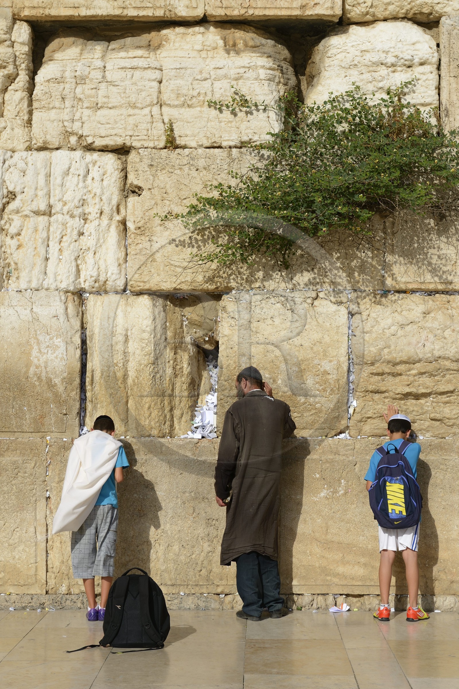 Israel, Jérusalem, ville sainte, vieille-ville classée Patrimoine Mondial de l'UNESCO, Mur des Lamentations ou mur occidental faisant partie des murs de soutènement de l'esplanade du Temple construite par Hérode Ier le Grand