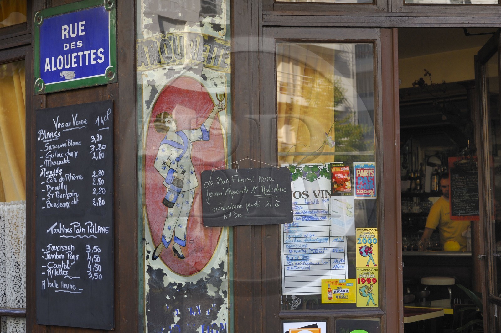 France, Paris (75), café et restaurant le Bar fleuri rue du Plateau