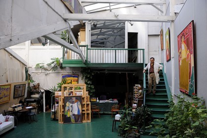 France, Paris (75), la Butte Montmartre, atelier d'art Lepic de l'artiste peintre-graveur Henri Landier