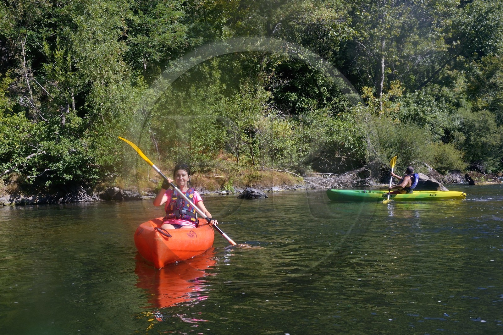 France, Hérault (34), vallée de l' Orb à Roquebrun, descente en canoë-kayak de la rivière Orb