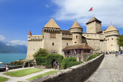 Suisse, Canton de Vaud, Veytaux, chateau Chillon sur les rives du lac Léman