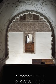 Maroc, Haut-Atlas, Marrakech, ville impériale, Médina classée Patrimoine Mondial de l'UNESCO, la Medersa Ali Ben Youssef (école coranique) abritait autrefois 900 étudiants et enseignants