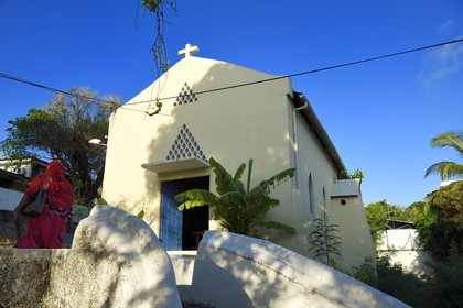 France, Ile de Mayotte, Petite-Terre, Dzaoudzi le centre administratif de Mayotte, église Saint Michel de Petite Terre