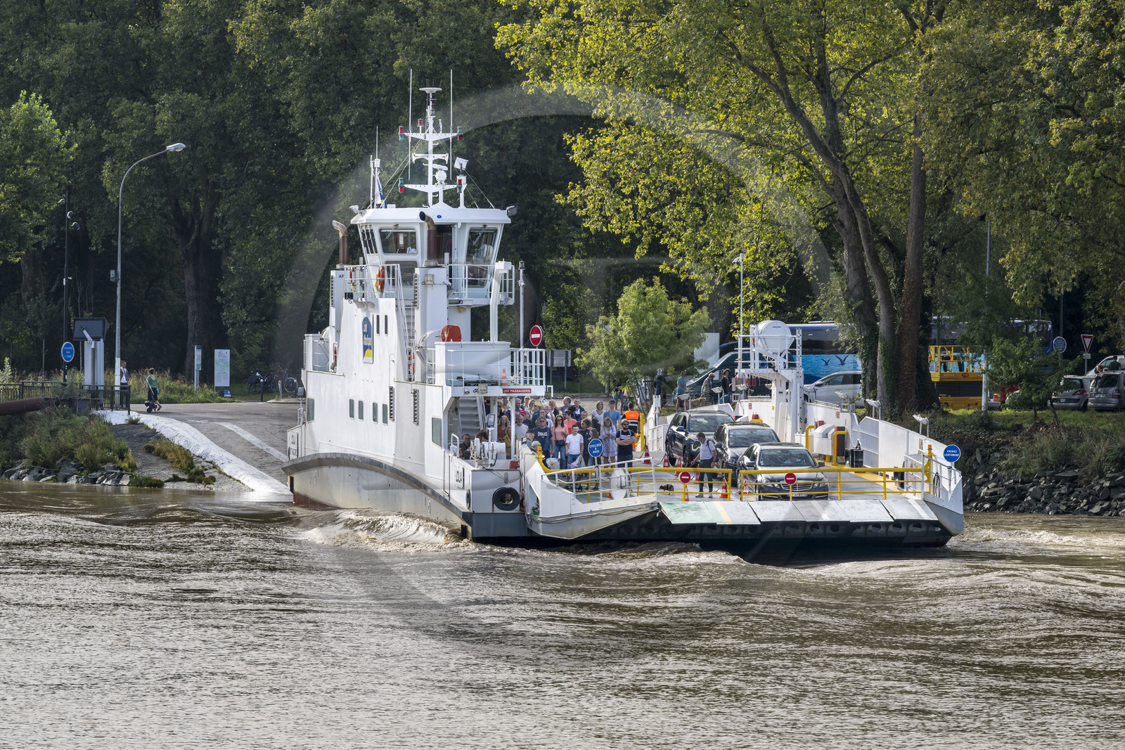 France, Loire-Atlantique (44), Indre, bac permettant la traversée de la Loire entre Basse Indre et Indret
