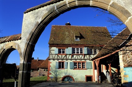 France, Haut-Rhin (68), Ungersheim, écomusée d'Alsace, maison typiquement alsacienne de Wettolsheim
