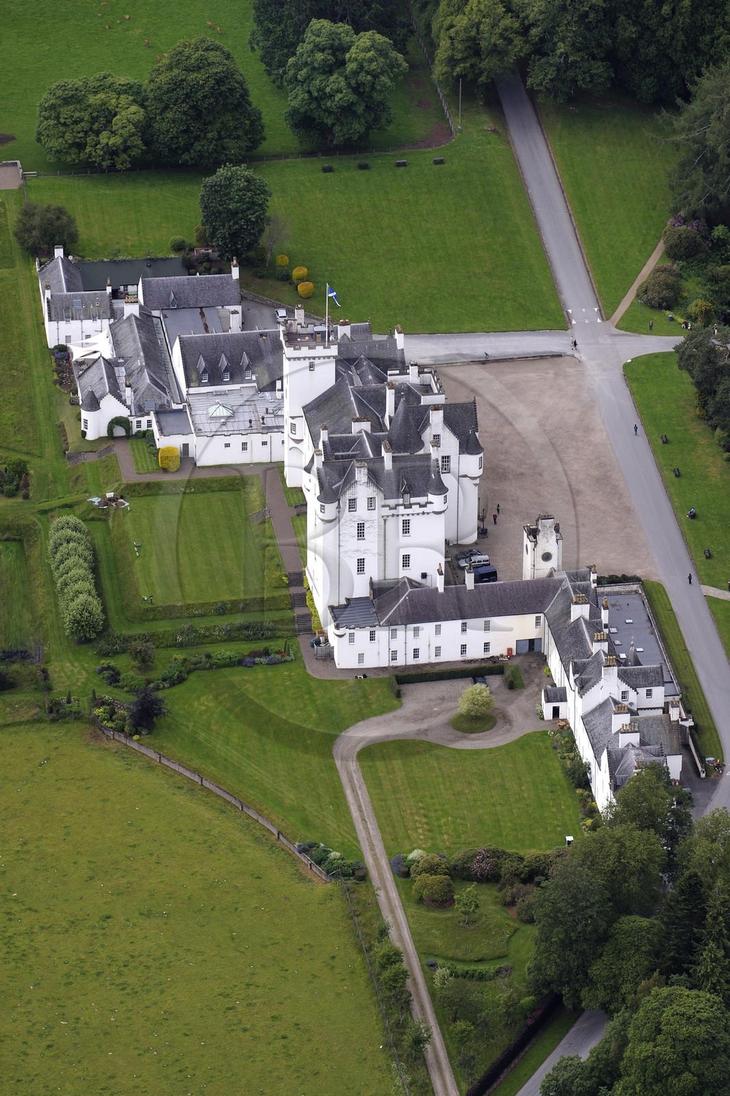 Royaume-Uni, Ecosse, Perthshire and Kinross, Blair Castle (vue aérienne)