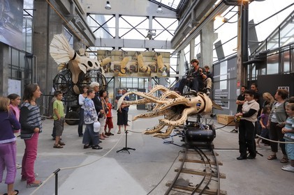 France, Loire-Atlantique (44), Nantes, l'Ile de Nantes, les hangars des anciens chantiers navals, les Machines de l'Ile, la pieuvre, automate