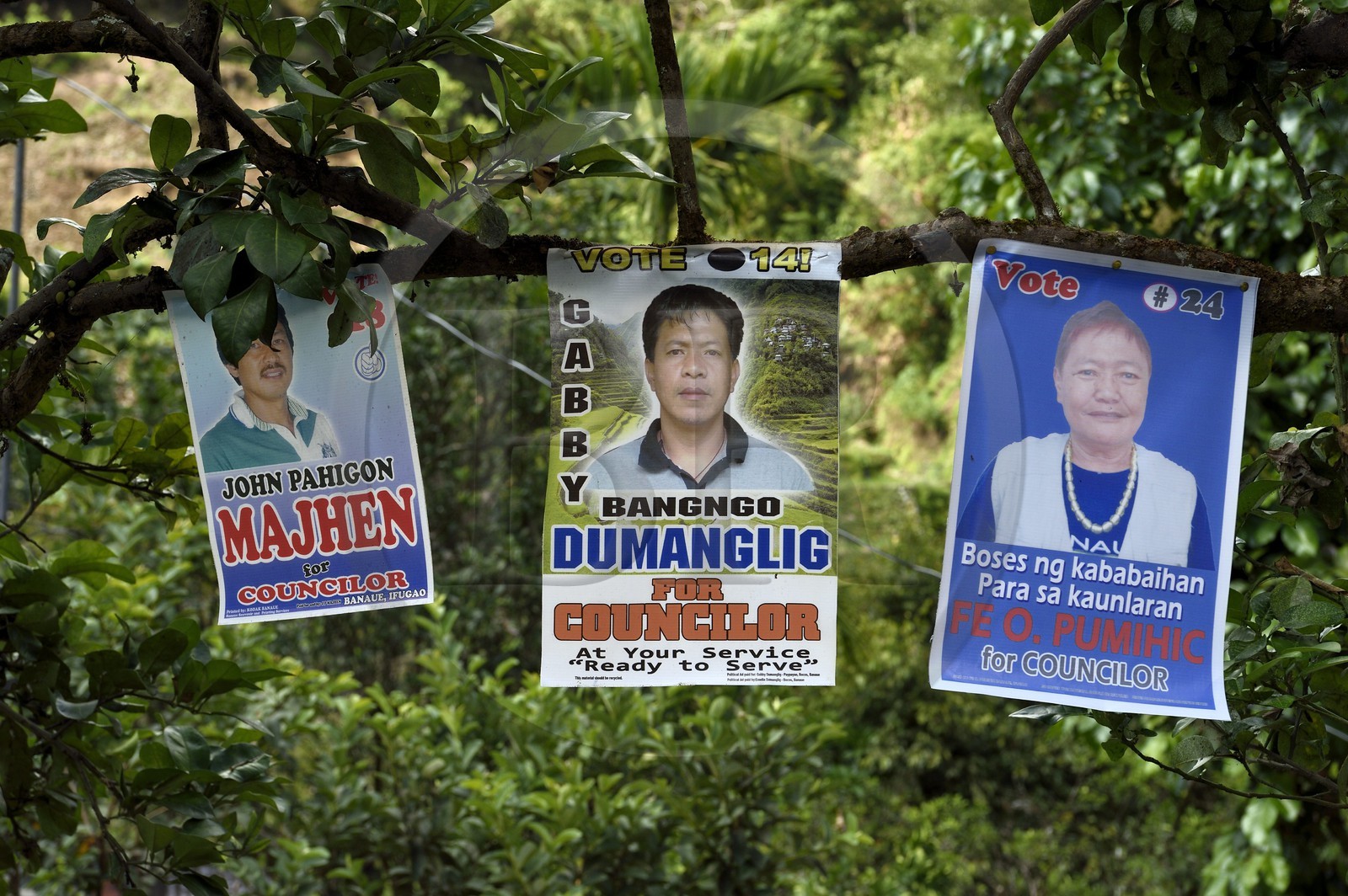 Philippines, province d'Ifugao, région de Banaue, village de Cambulo, affiches pour des éléctions