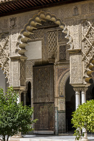 Espagne, Andalousie, Séville, Alcazar de Séville (Reales Alcazares de Sevilla), classé Patrimoine Mondial de l'UNESCO, Mudejar Palace or Palace of Pedro I, la Cour des Demoiselles (Patio de las Doncellas)