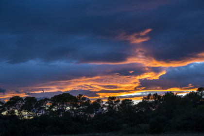France, Gard (30), Bagard, coucher de soleil sur nuages