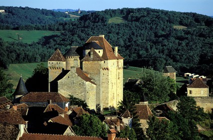 France, Corrèze (19), Curemonte, labellisé Les Plus Beaux Villages de France, le château et le village