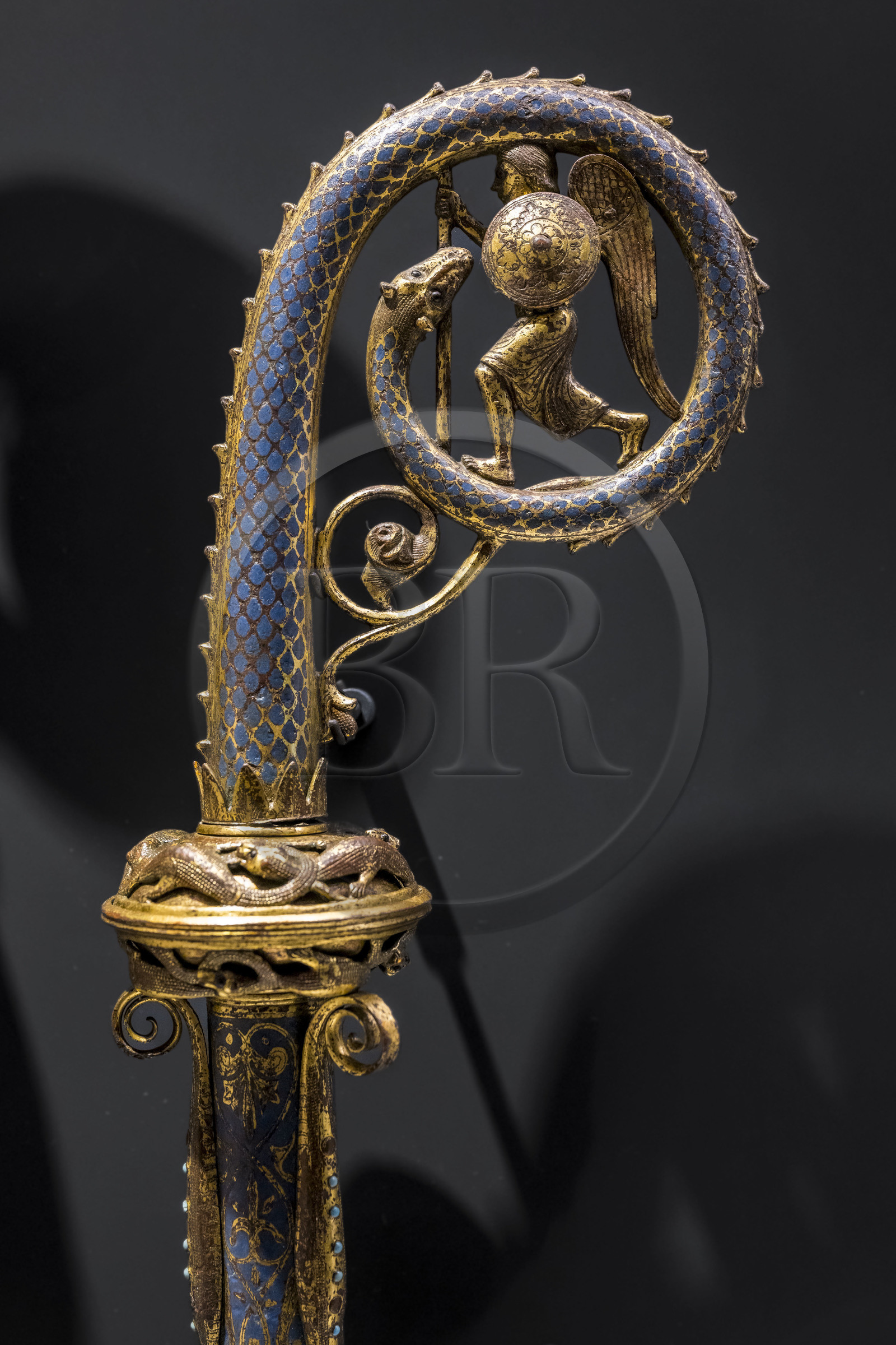 France, Paris (75), Musée de Cluny - Musée national du Moyen-Age, extremité d'une crosse (crosseron), Limoges XIIIe siècle