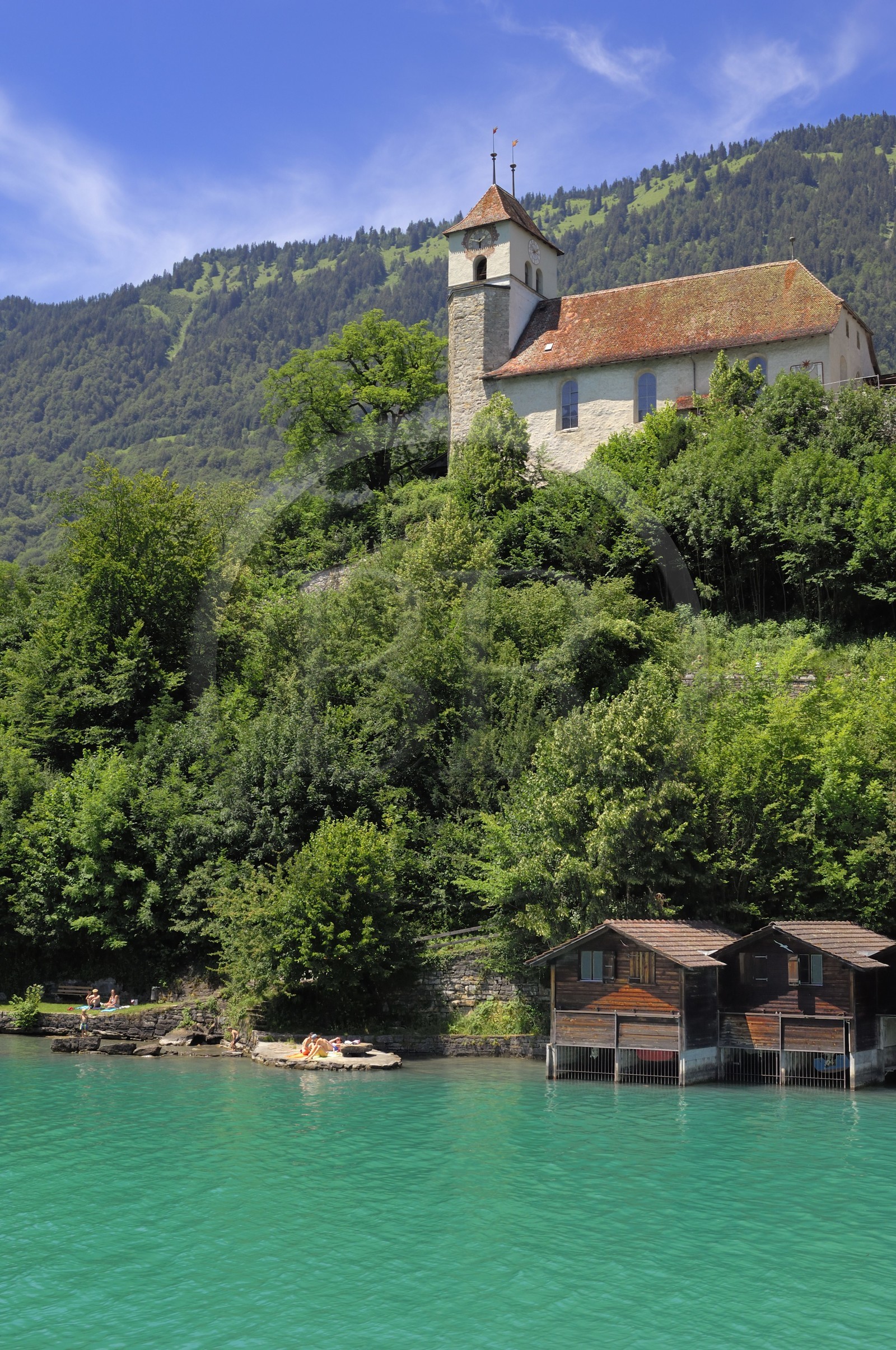 Suisse, Canton de Berne, Oberland Bernois, Interlaken, lac de Brienz (Brienzer see), église de Ringgenberg