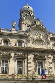 France, Rhône (69), Lyon, site historique classé Patrimoine Mondial de l'UNESCO, Place des Terreaux, l'Hôtel de Ville