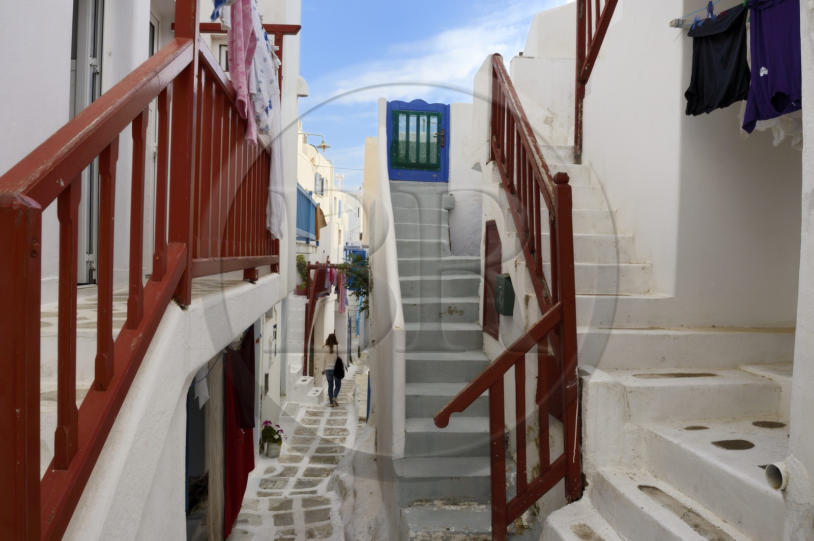 Grèce, Les Cyclades, mer Égée, île de Mykonos, Chora (Mykonos town), dans les ruelles de la vieille ville