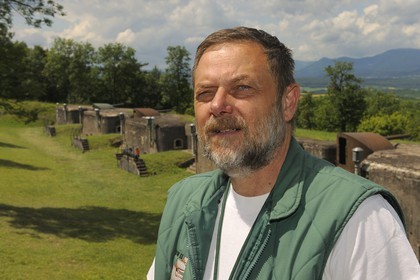 France, Bas-Rhin (67), le Fort de Mutzig, la batterie à boucliers n°1, Bernard Bour responsable du projet de rénovation