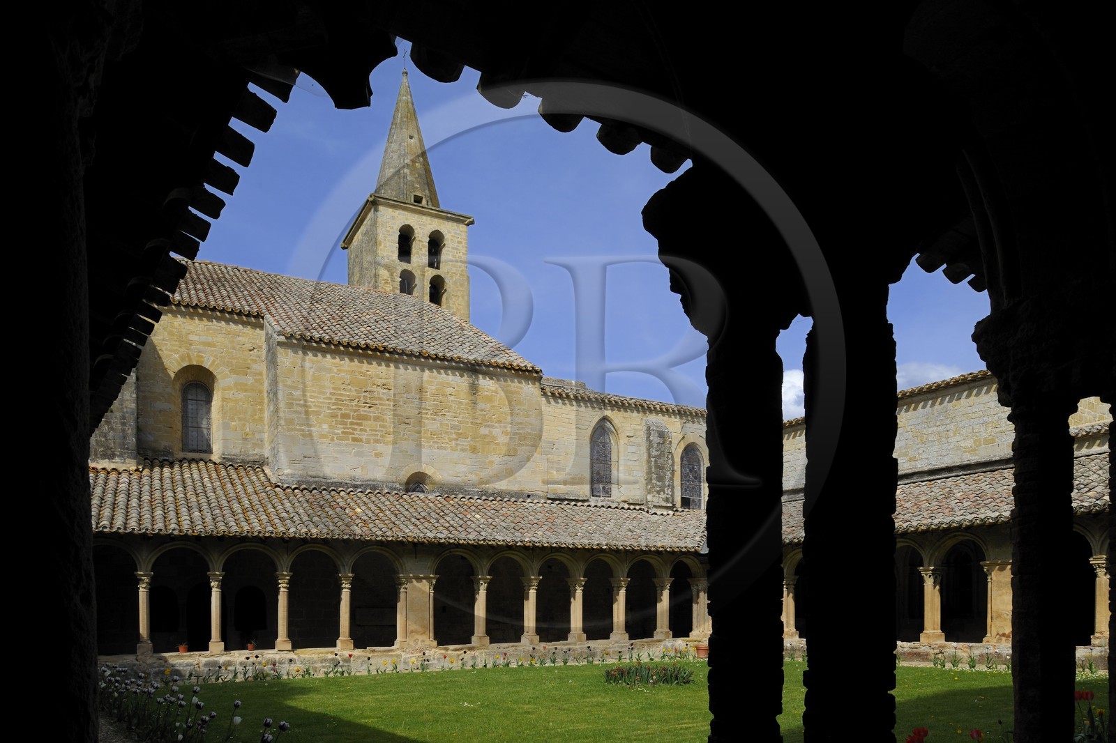 France, Aude (11), abbaye de Saint-Papoul, le cloitre