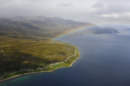 Norvège, Laponie, région du Finnmark, la côte vers le Cap Nord (vue aérienne)